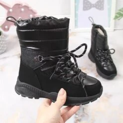 News Bottes De Neige Fille Isolées En Laine De Mouton Noir Le Noir