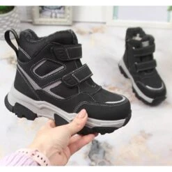 News Bottes D'hiver Pour Garçons, Isolées Avec De La Laine De Mouton, Noires Le Noir
