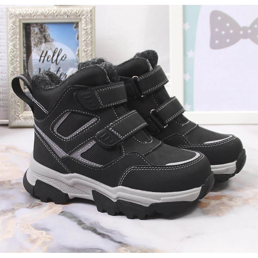 News Bottes D'hiver Pour Garçons, Isolées Avec De La Laine De Mouton, Noires Le Noir – Image 2