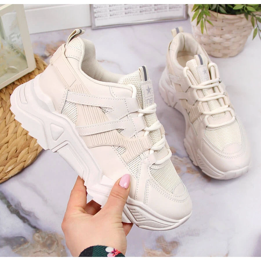 News Chaussures De Sport Pour Femmes Sur Semelle épaisse, Beige – Image 2