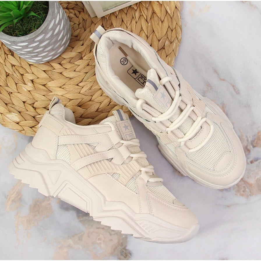 News Chaussures De Sport Pour Femmes Sur Semelle épaisse, Beige – Image 3