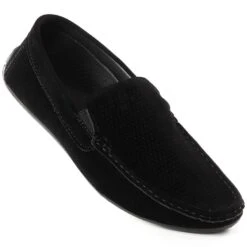 News Mocassins Ajourés Homme 4873 En Daim Noir Ajouré Le Noir
