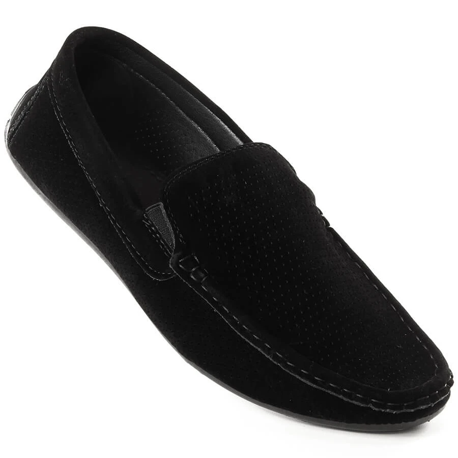 News Mocassins Ajourés Homme 4873 En Daim Noir Ajouré Le Noir