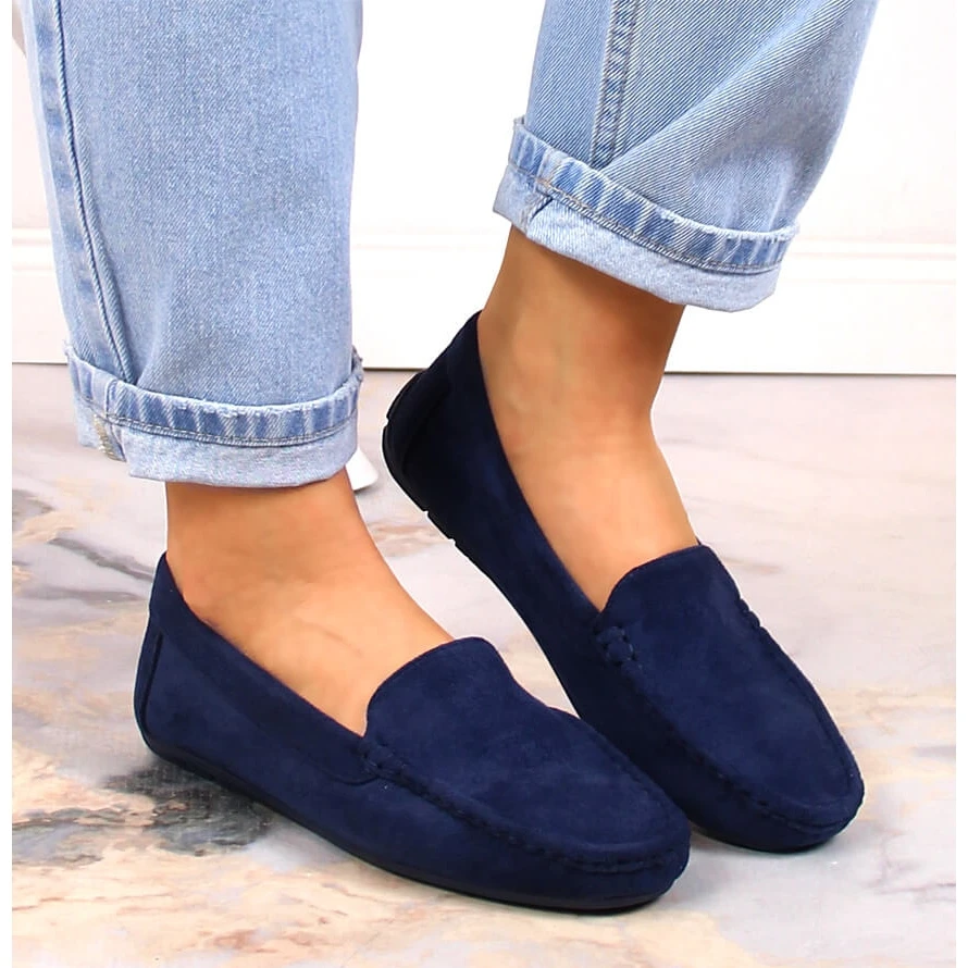 News Mocassins Femme En Daim Bleu Marine – Image 7