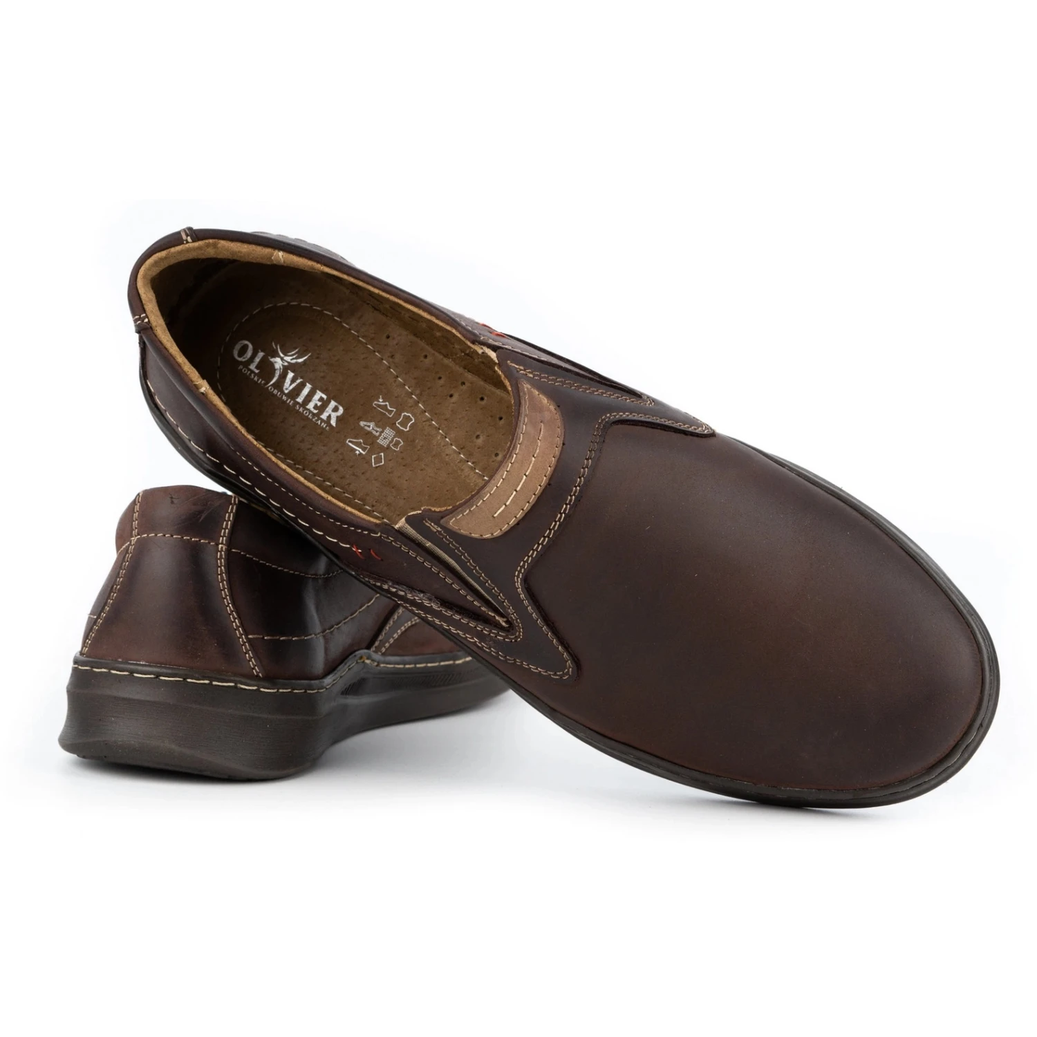 Olivier Chaussures à Enfiler Décontractées En Cuir Pour Hommes 284GT Marron Brun – Image 4