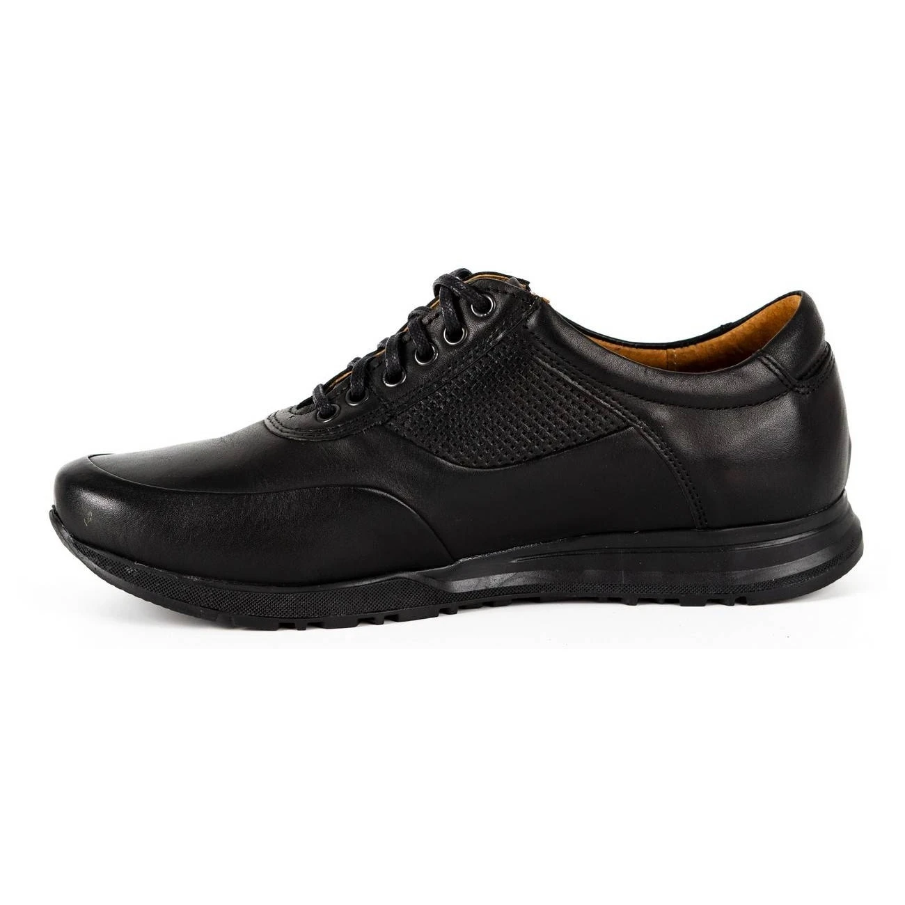 Olivier Chaussures Décontractées En Cuir Pour Hommes 902KNT Grain Noir Avec Du Noir Le Noir