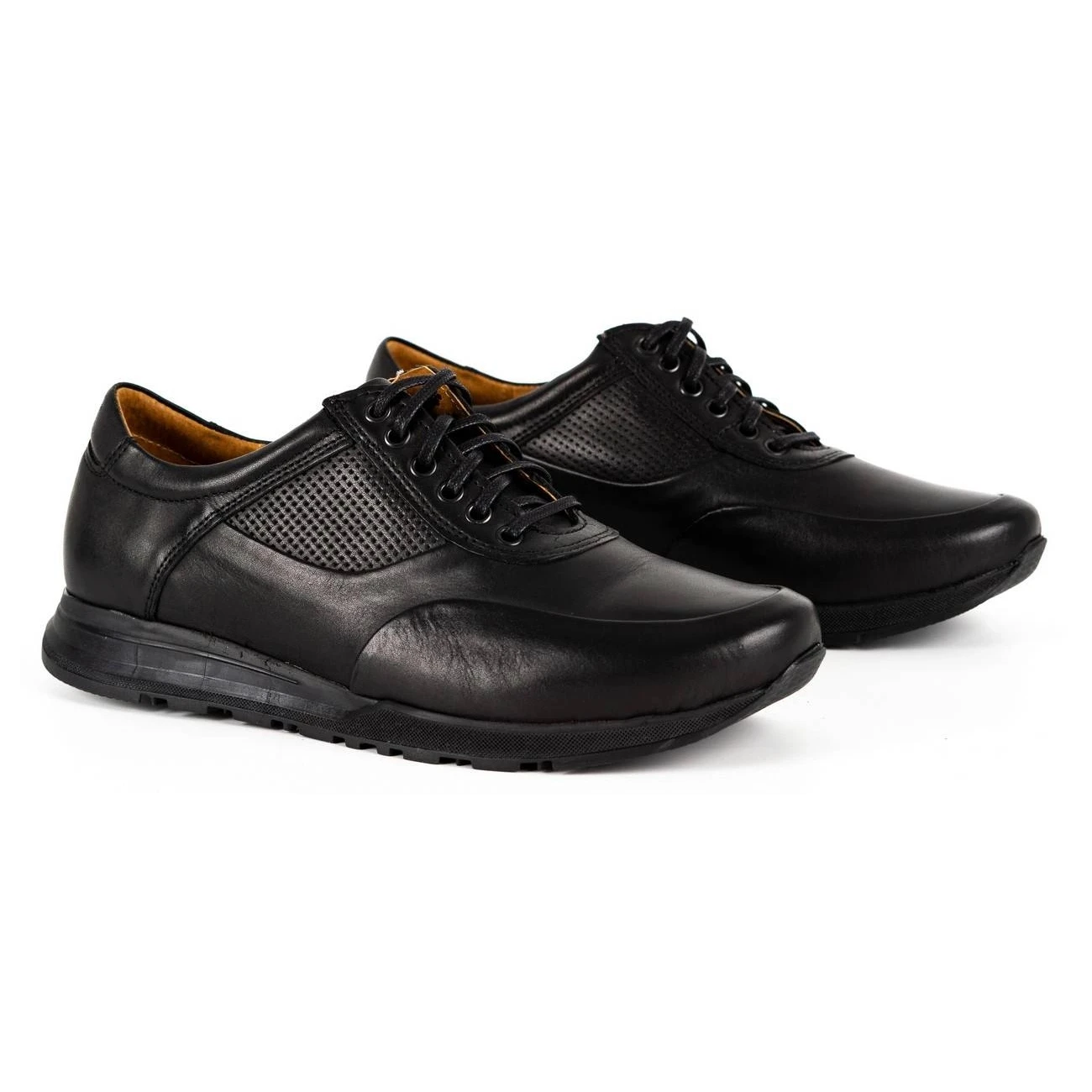 Olivier Chaussures Décontractées En Cuir Pour Hommes 902KNT Grain Noir Avec Du Noir Le Noir – Image 2