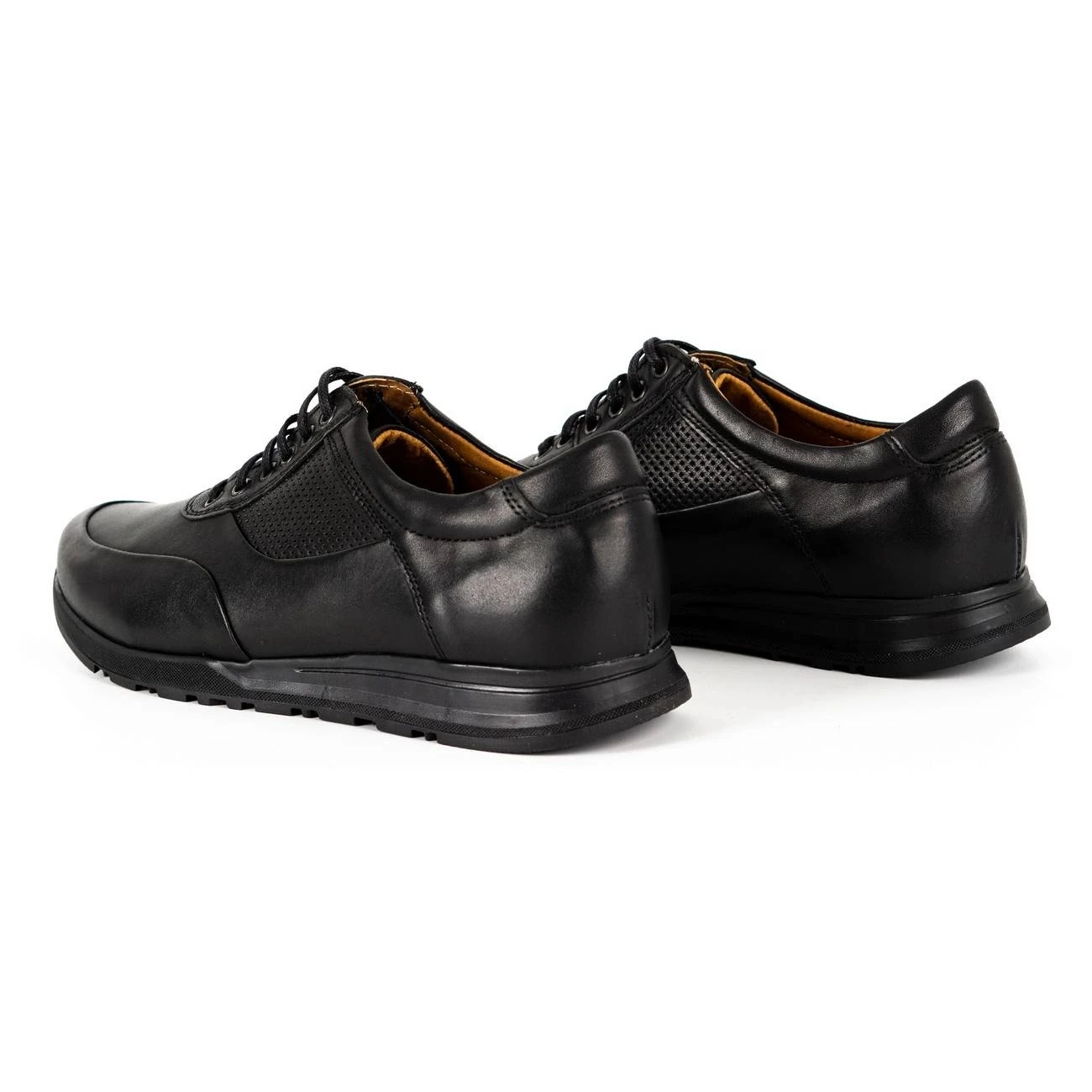 Olivier Chaussures Décontractées En Cuir Pour Hommes 902KNT Grain Noir Avec Du Noir Le Noir – Image 6