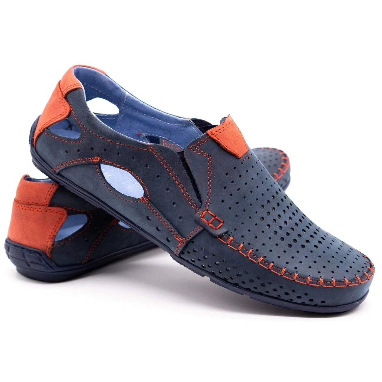 Olivier Chaussures Homme Mocassins 901 été Bleu Marine Avec Rouge Multicolore – Image 4