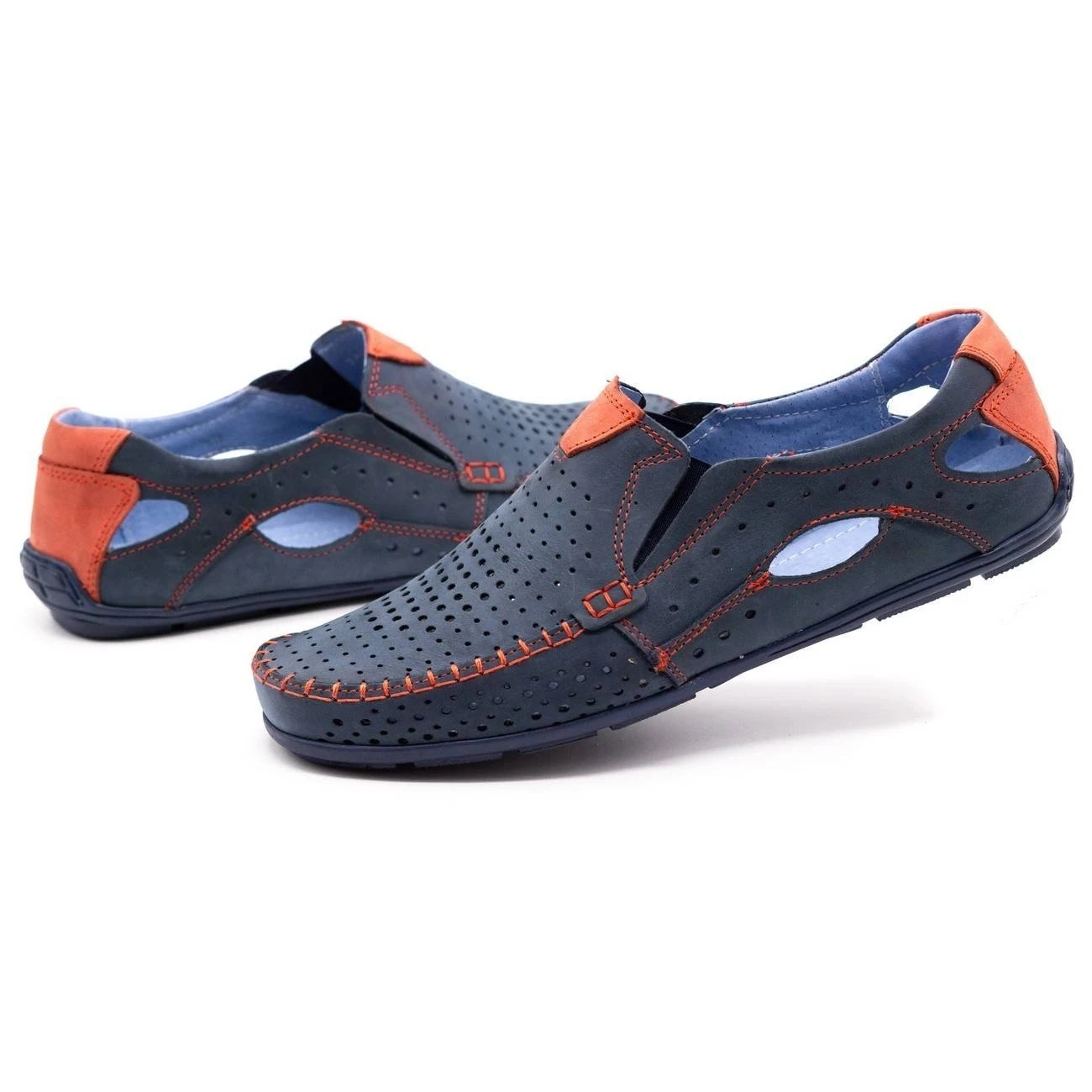 Olivier Chaussures Homme Mocassins 901 été Bleu Marine Avec Rouge Multicolore – Image 6