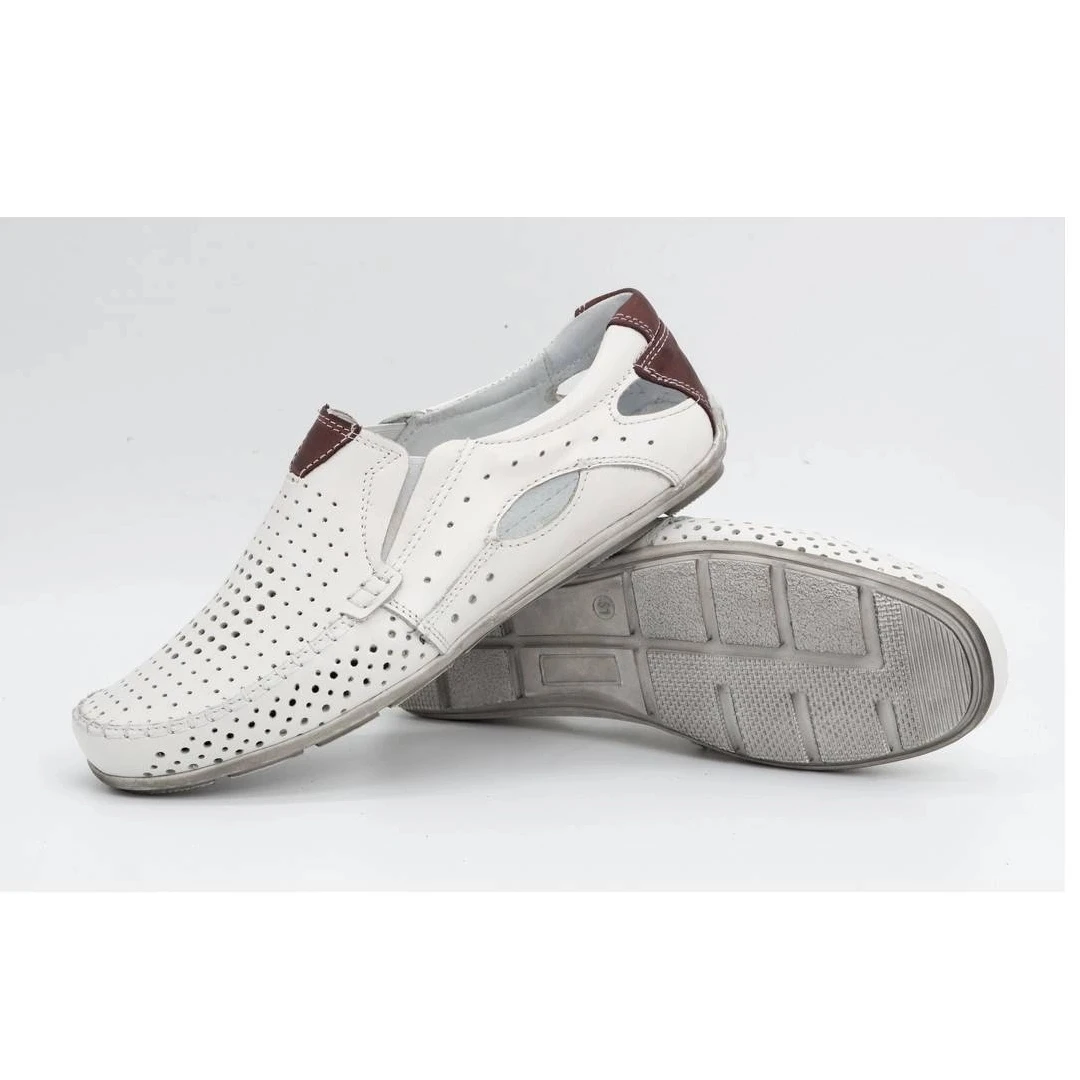 Olivier Mocassins Homme Cuir Blanc 901 Chaussures D'été Blanche – Image 4