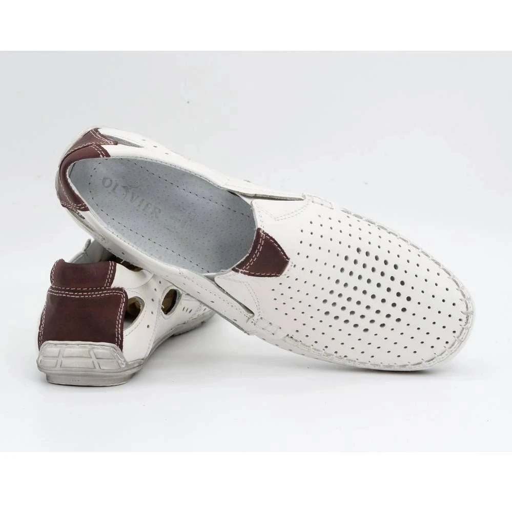 Olivier Mocassins Homme Cuir Blanc 901 Chaussures D'été Blanche – Image 5