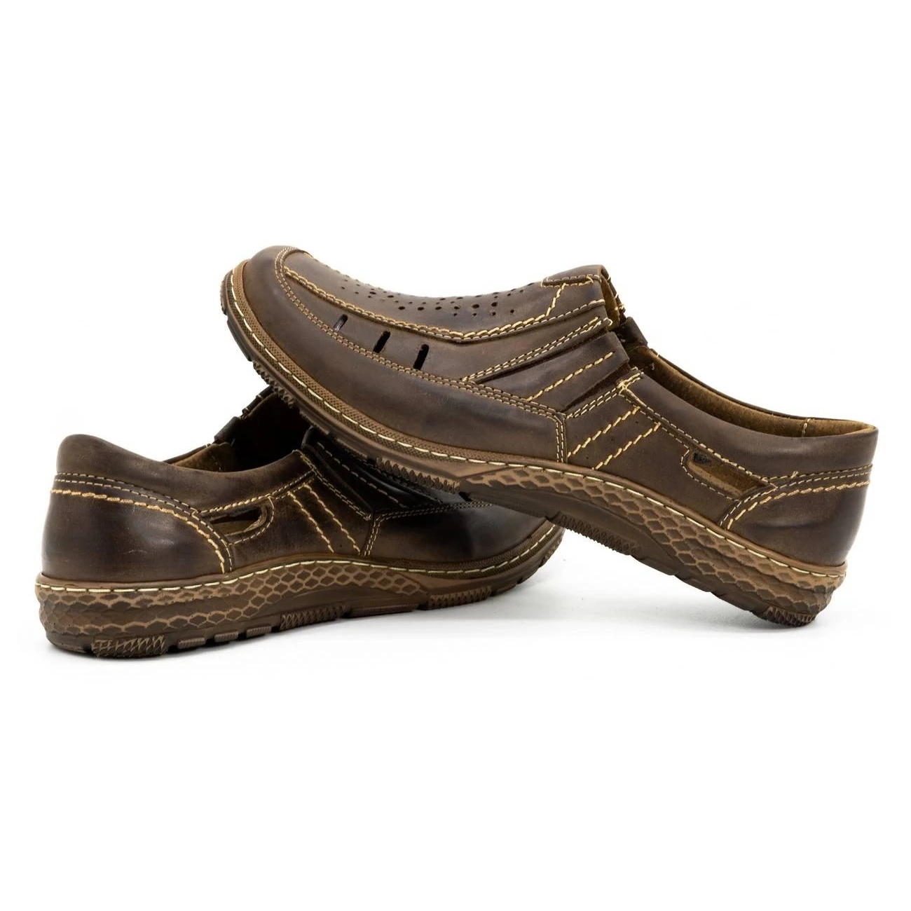 Olivier Mocassins Homme En Cuir Pour L'été 492MA Marron Foncé Brun – Image 5