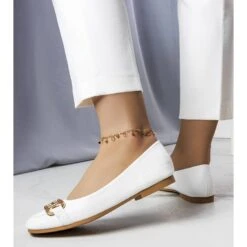 PA1 Ballerines Blanches à Décor Iris Or