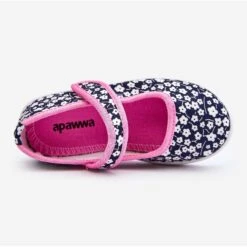 PA1 Ballerines Enfant Velcro Imprimé Selah Bleu Marine Et Rose
