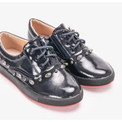 PA1 Ballerines Laquées Bleu Marine Fatna Pour Enfant