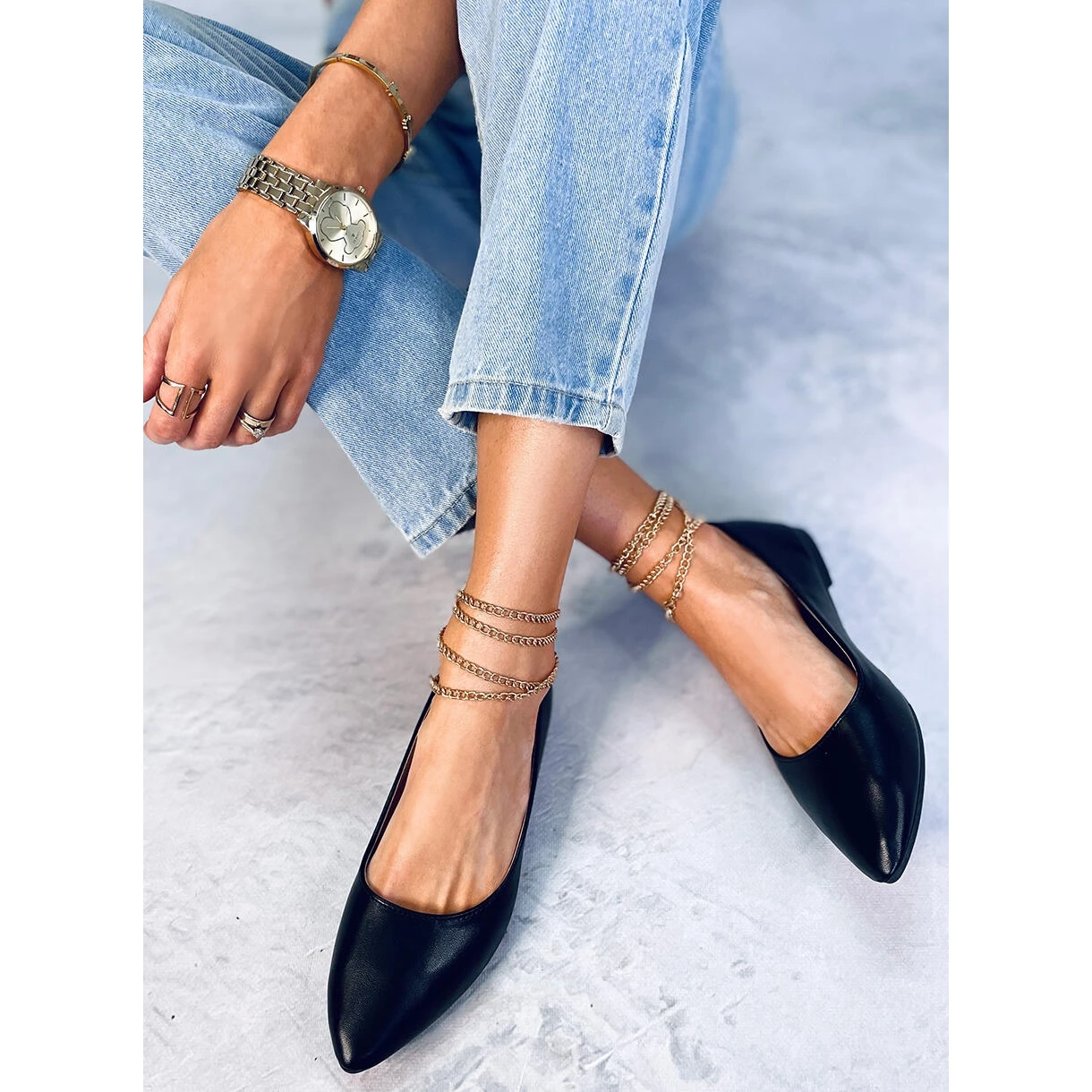 PA1 Ballerines Noires à Chaîne Junri Le Noir – Image 3