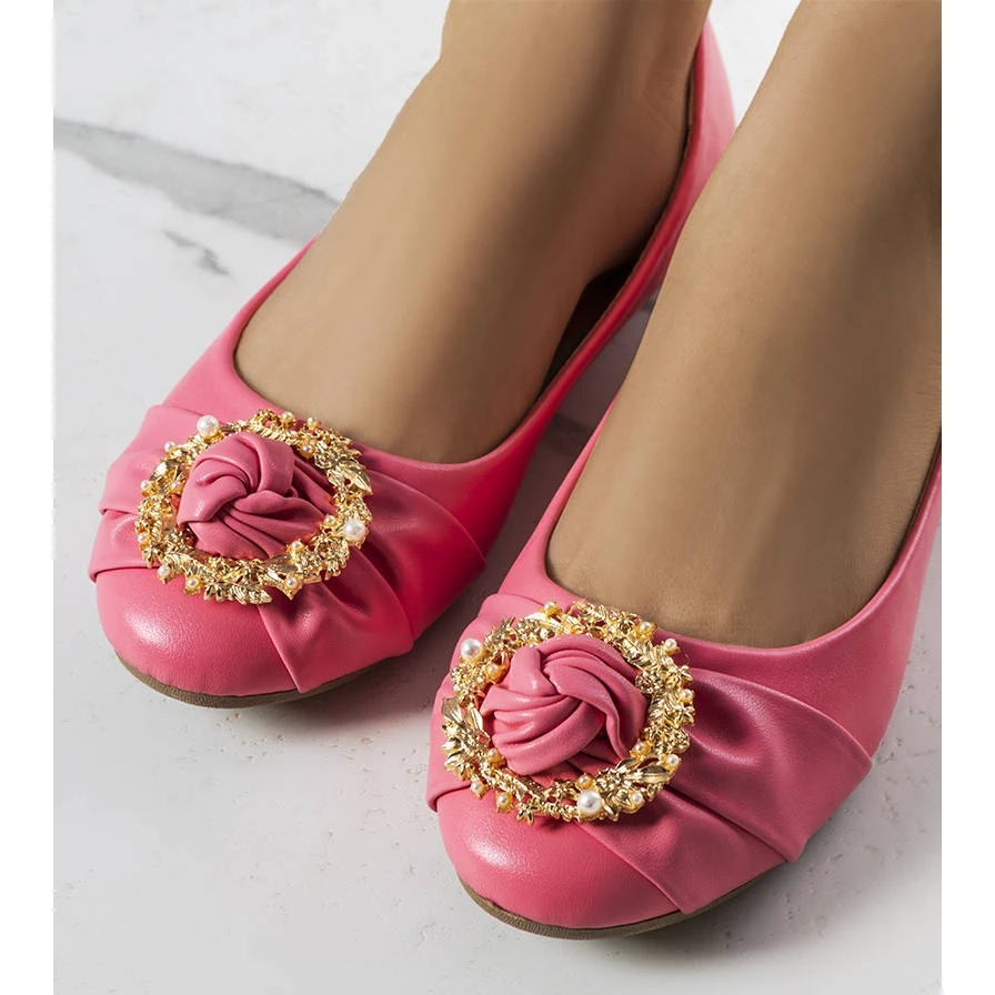 PA1 Ballerines Roses à Ornements Dorés Antoinette