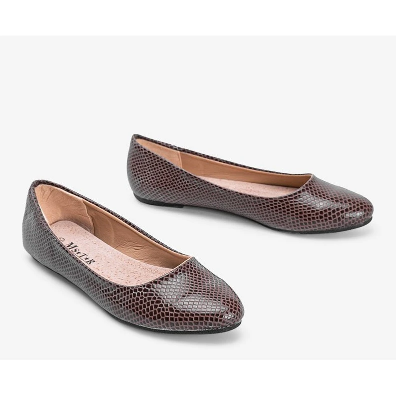 PA1 Ballerines Vernies Marron à Motif Crocodile Mozzare Brun – Image 2