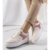 PA1 Baskets Beiges Femme Lins Rose