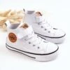 PA1 Baskets Enfant En Cuir Avec Velcro Blanc Bruni Blanche