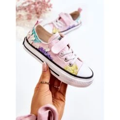 PA1 Baskets Enfant Tissu Imprimé Rose Buster