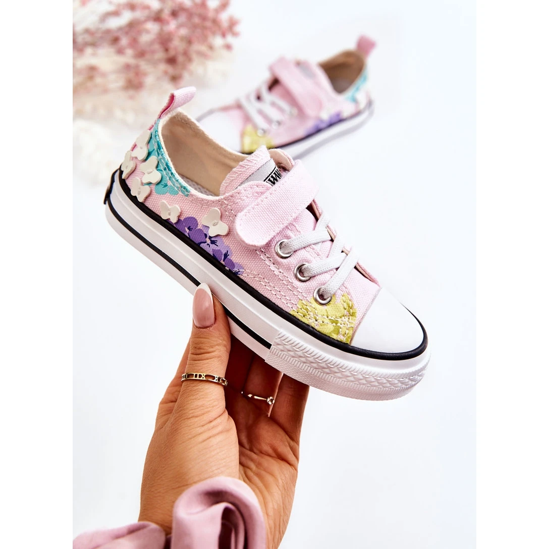 PA1 Baskets Enfant Tissu Imprimé Rose Buster