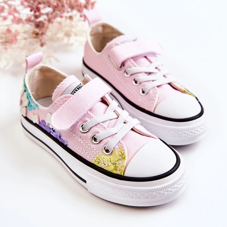 PA1 Baskets Enfant Tissu Imprimé Rose Buster – Image 2