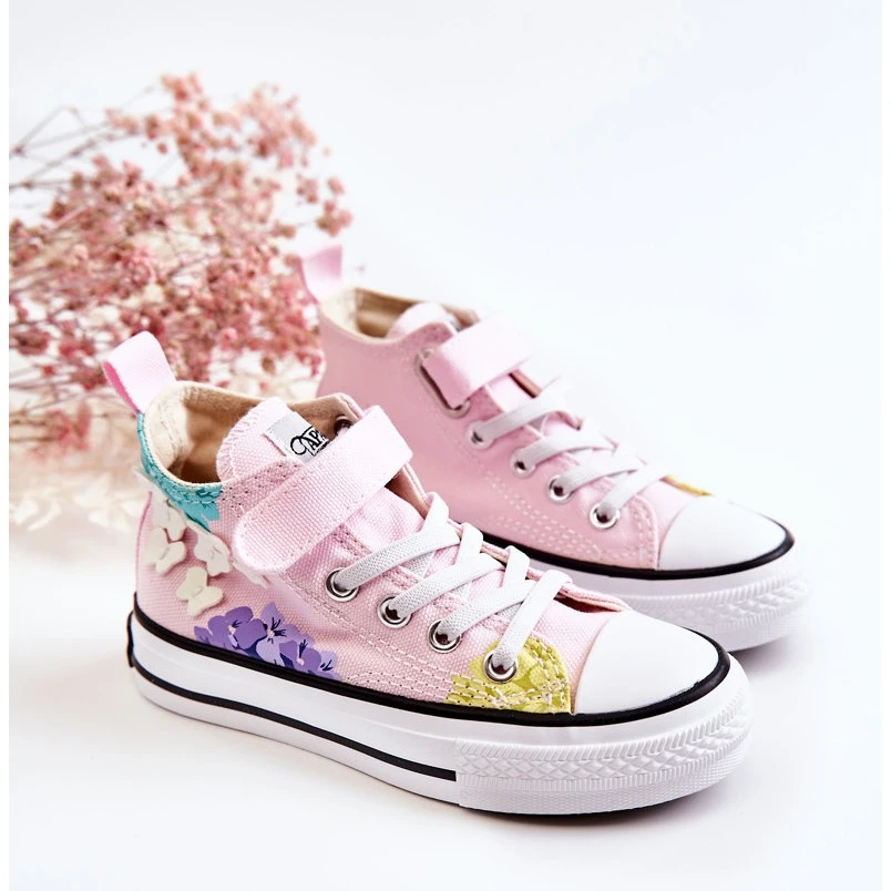 PA1 Baskets Montantes Enfant Tissu Imprimé Rose Dorry – Image 3