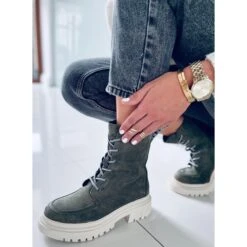 PA1 Boots à Lacets En Daim Vert Roisin