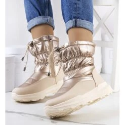 PA1 Bottes De Neige Dorées à Revers Houle Beige D'or