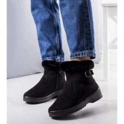 PA1 Bottes De Neige Noires Isolées Avec Fourrure Julius Le Noir