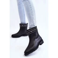 PA1 Bottes De Pluie à Talons Plats Pour Femmes Noir Coreta Le Noir