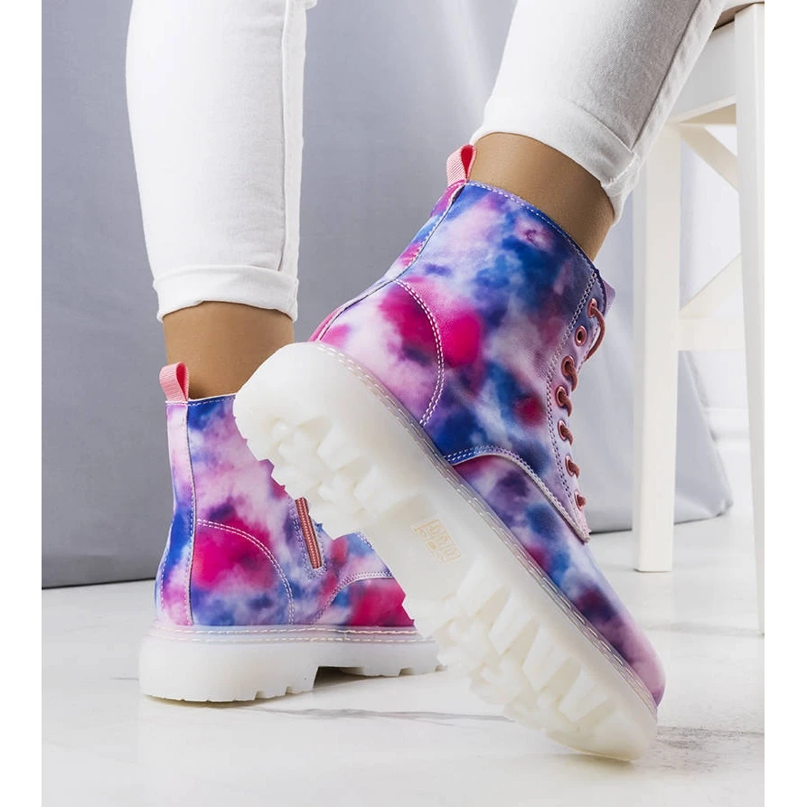 PA1 Bottes Isolées Colorées D'Amarel Bleu Rose – Image 2