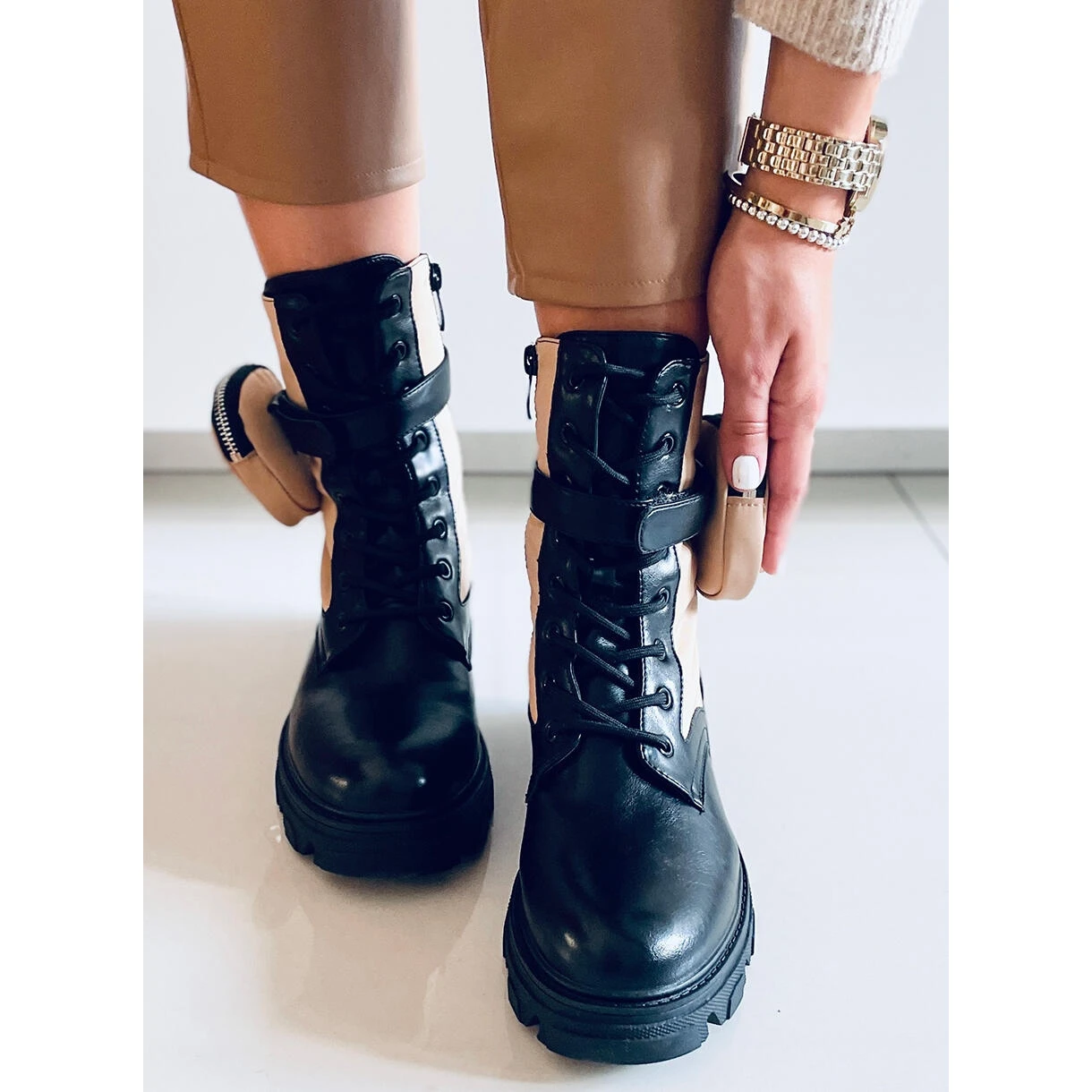 PA1 Bottines à Lacets Victor Beige Le Noir – Image 3