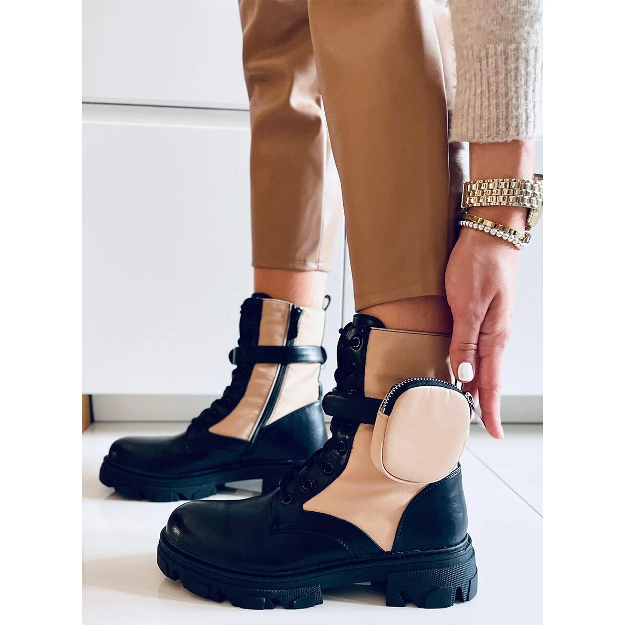 PA1 Bottines à Lacets Victor Beige Le Noir – Image 4