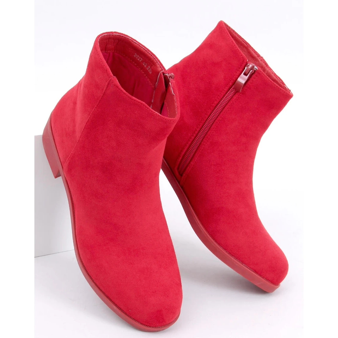 PA1 Bottines Chelsea Femme En Daim Verbe Rouge – Image 4