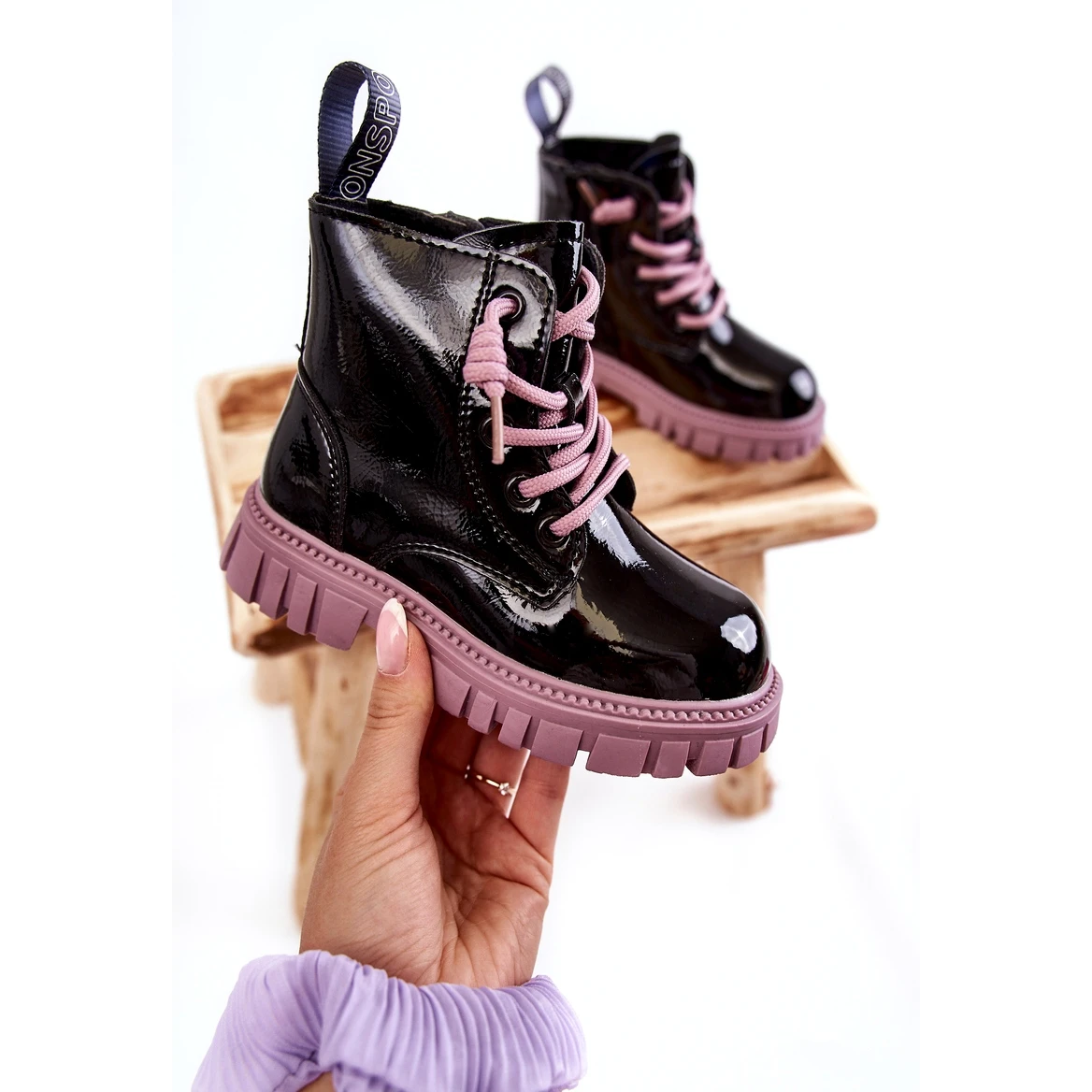 PA1 Bottines Heidi Warm Laquées Noires Et Violettes Le Noir – Image 3