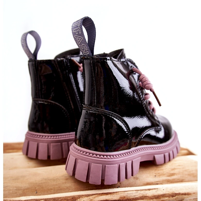 PA1 Bottines Heidi Warm Laquées Noires Et Violettes Le Noir – Image 4