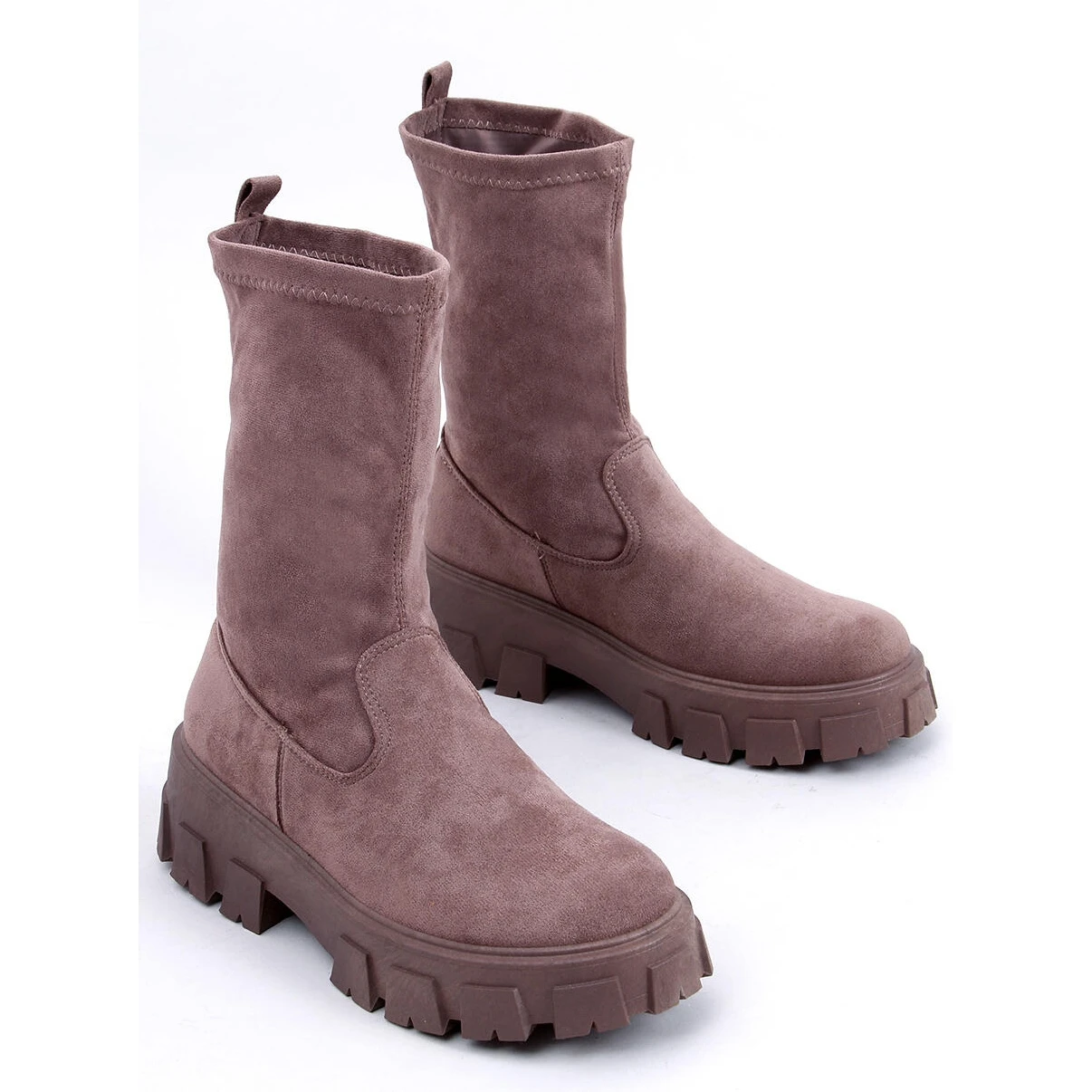 PA1 Bottines Plates En Daim Phyllis Kaki Beige – Image 5