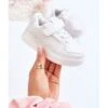 PA1 Chaussures De Sport En Cuir Pour Enfants Avec Velcro White Angel Blanche