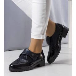 PA1 Chaussures Laquées Bleu Marine De Bateli Le Noir