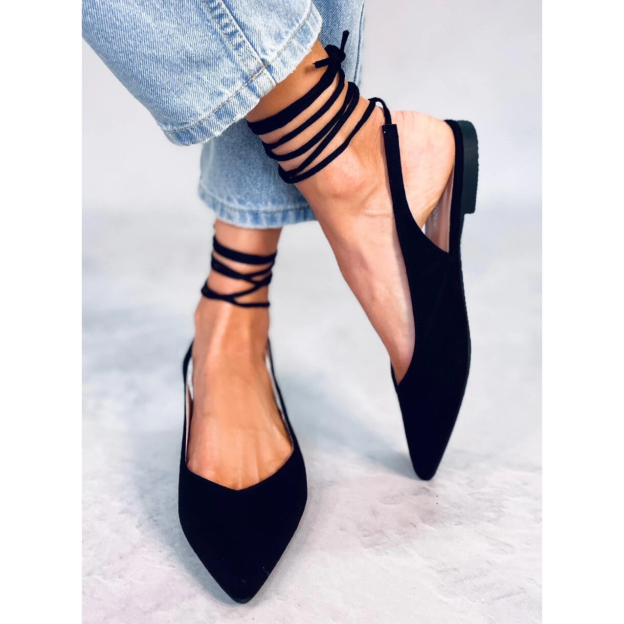 PA1 Dentoni Ballerines à Lacets Noires Le Noir – Image 3