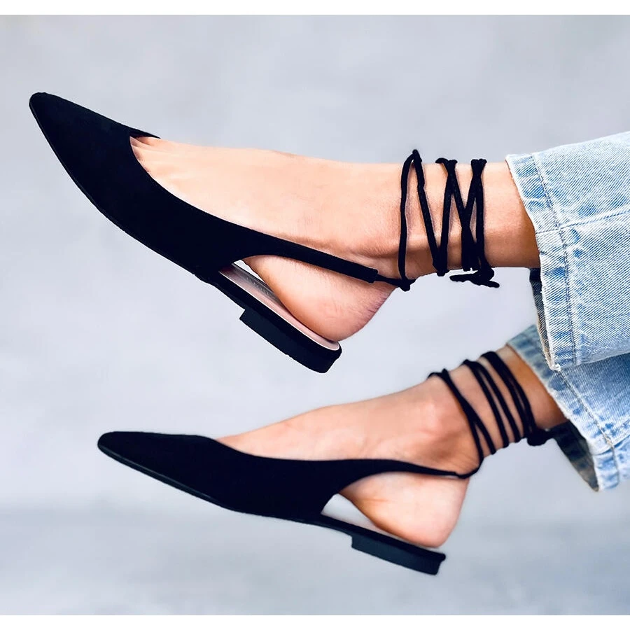 PA1 Dentoni Ballerines à Lacets Noires Le Noir – Image 4