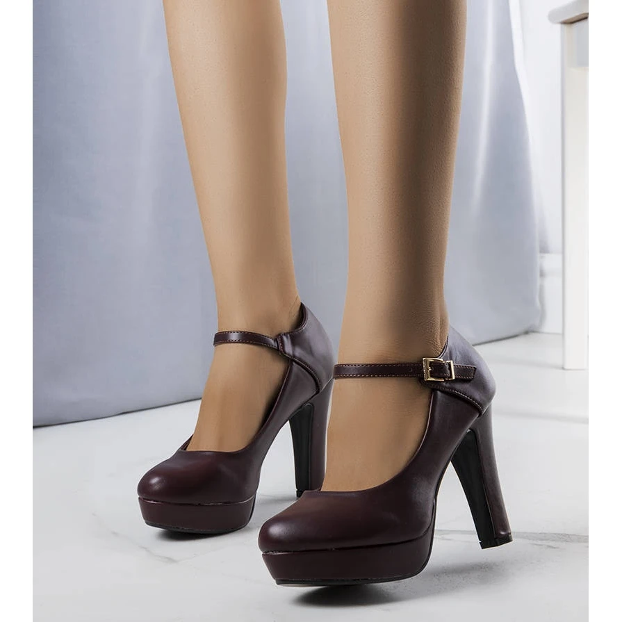 PA1 Escarpins Bordeaux à Talons Hauts De Bryce Brun