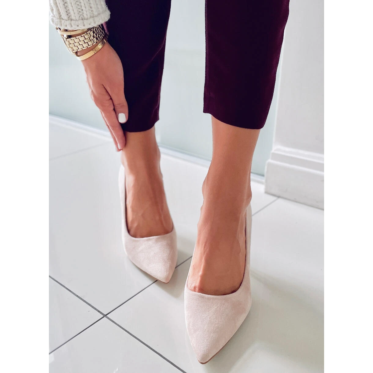 PA1 Escarpins Femme En Daim Giorgia Beige – Image 4