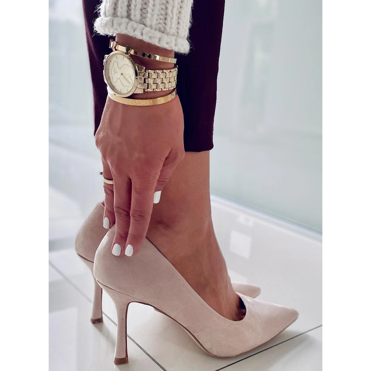 PA1 Escarpins Femme En Daim Giorgia Beige – Image 5