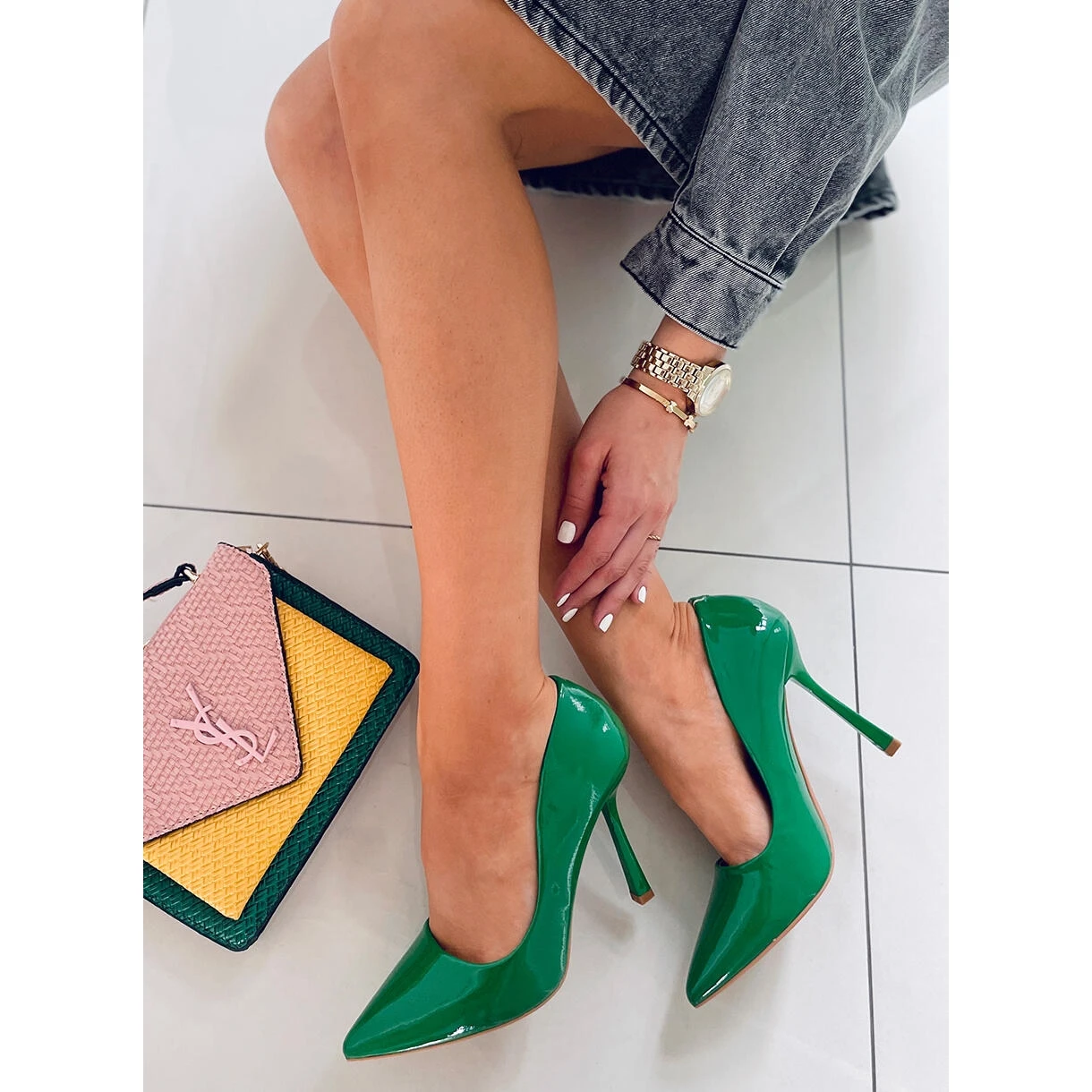 PA1 Escarpins Femme Laqués Anika Grass Vert – Image 3
