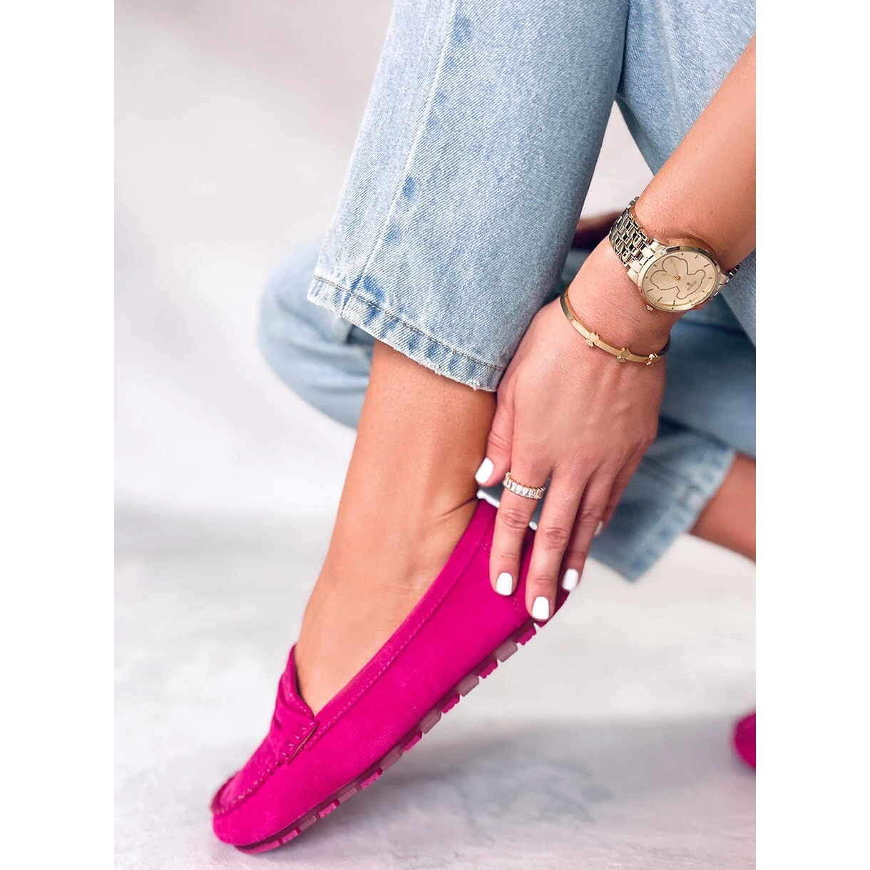 PA1 Mocassins Femme En Daim Anaya Fuchsia Rose – Image 3