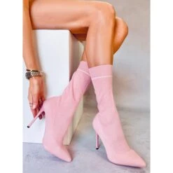 PA1 Moody Rosa Bottines à Talon Chaussette Rose